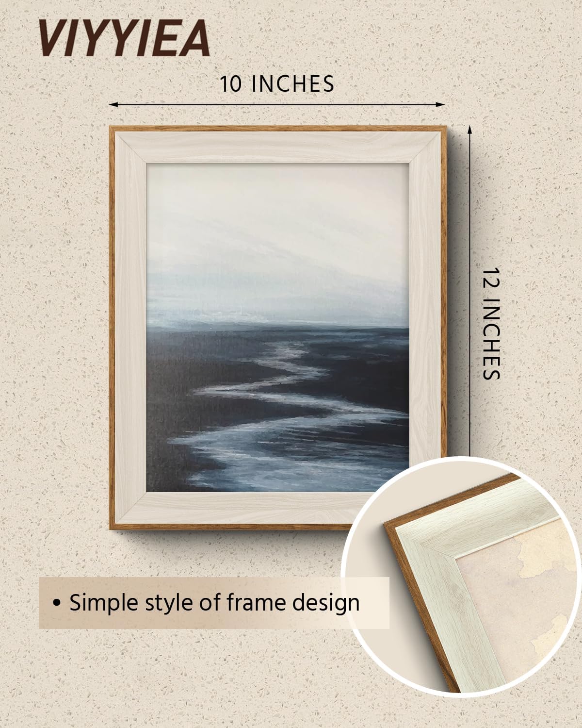VIYYIEA Framed Wall Art - Abstract River Canvas Prints for Living Room | 12" x 10" Landscape Decor