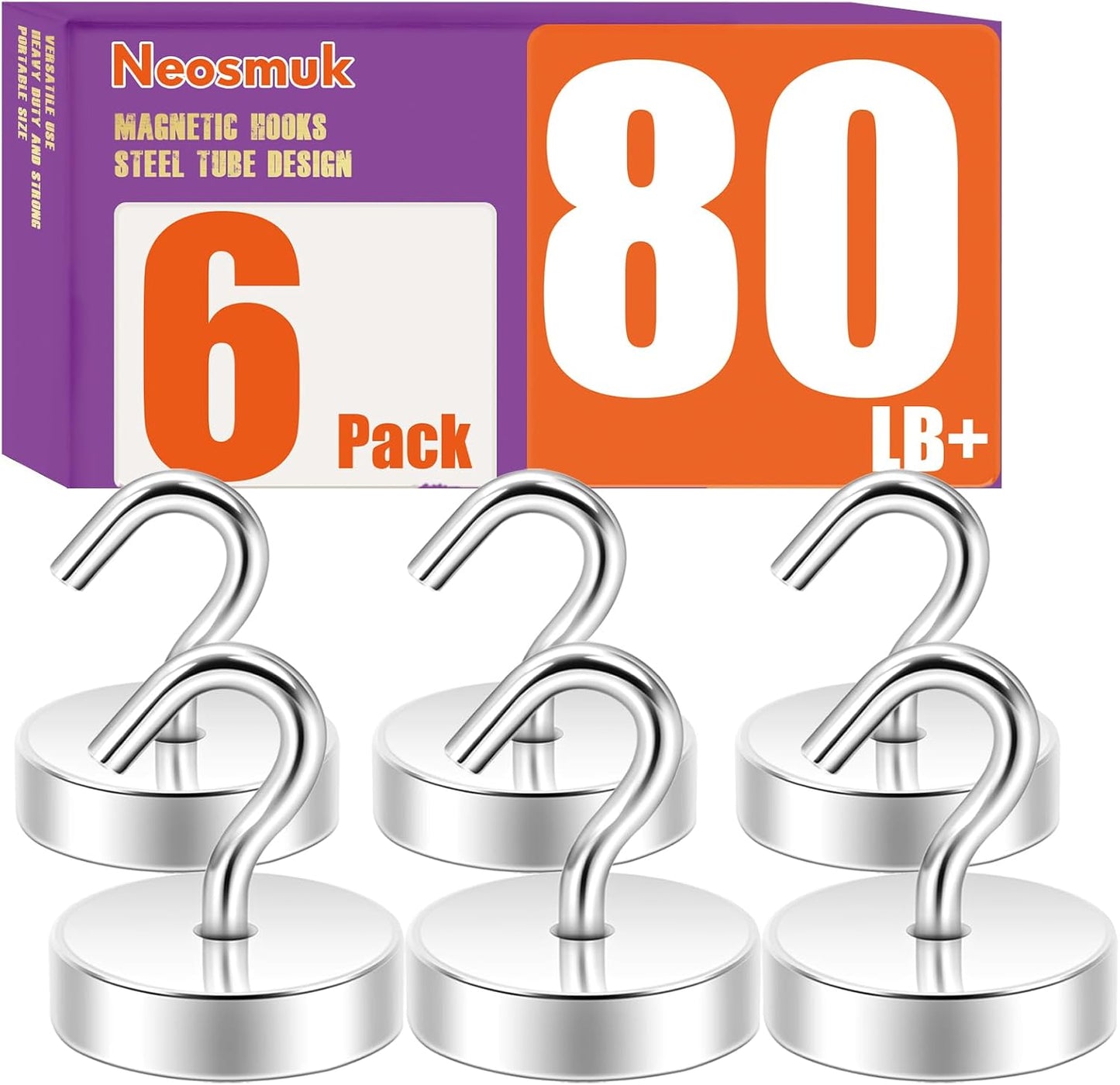 Neosmuk Magnetic Hooks - Heavy Duty 80lb+ Magnetic Hooks for Cruise Cabins & Travel | Silver Must-Have