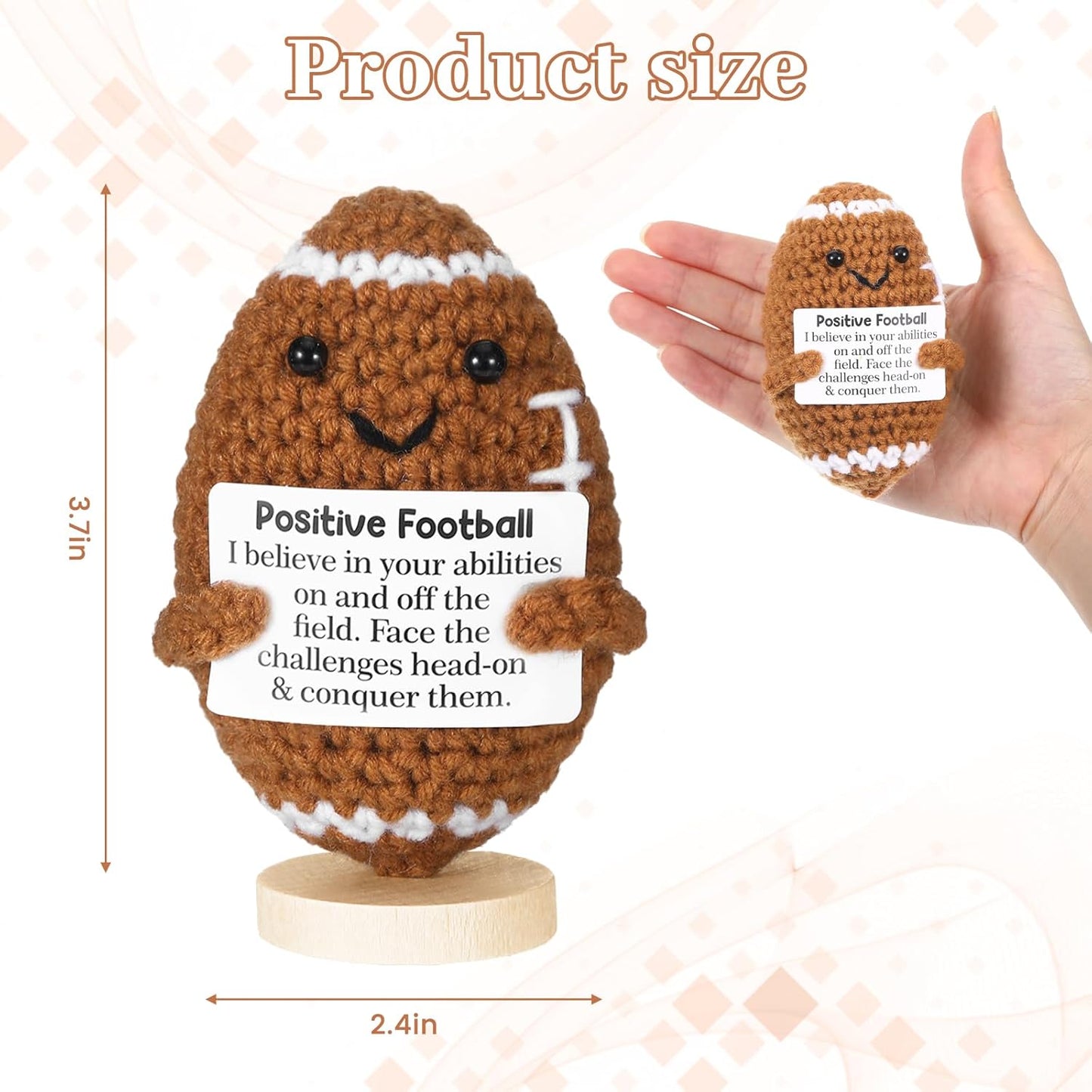 Skiennix Handmade Crochet Football Doll - Unique Positive Gift for Football Lovers | Perfect for Christmas Decorations