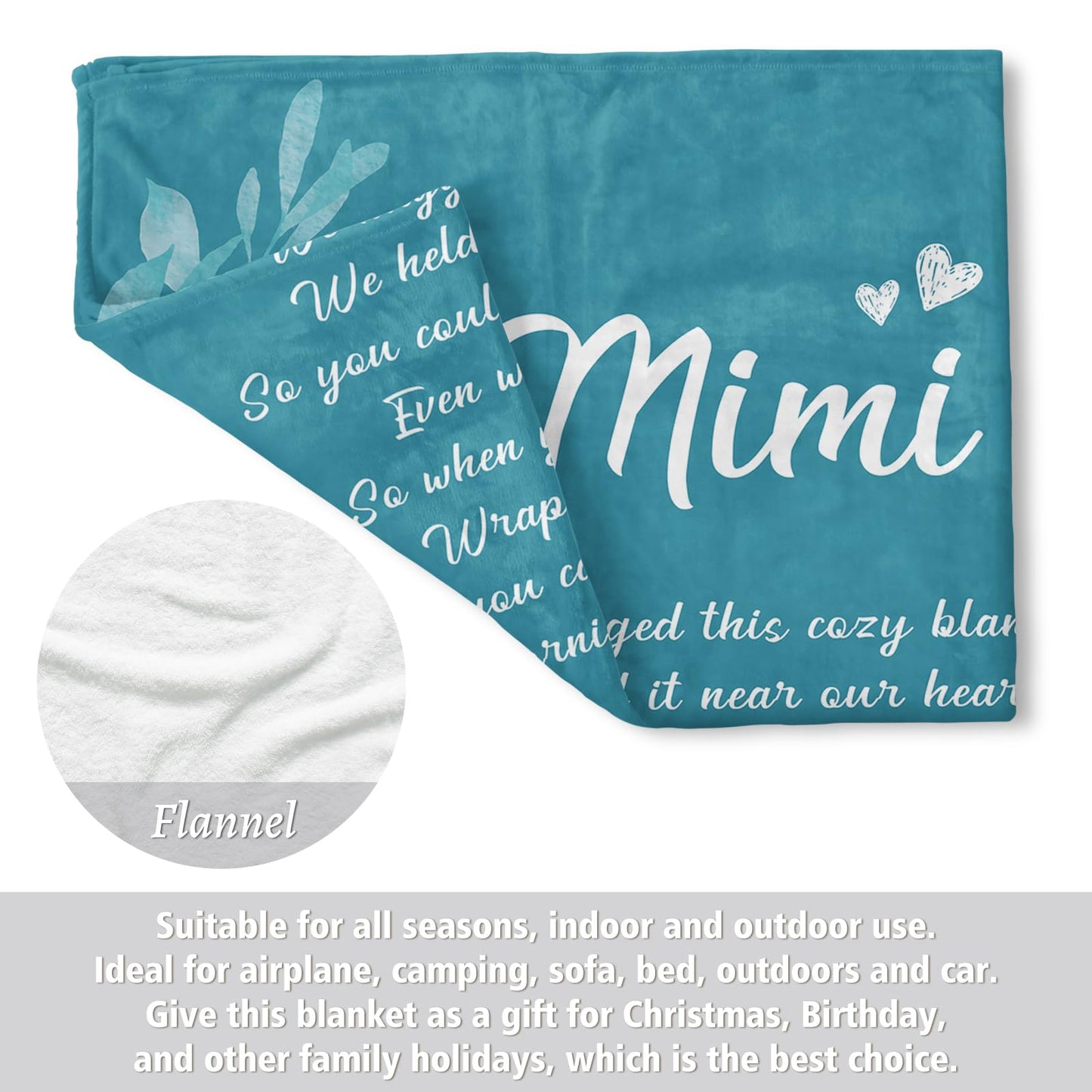 Afterprints Mimi Gifts Blanket, Mothers Day, Birthday Gifts for Mimi, Mimi Gifts for Grandma, Soft Flannel Throw Blankets 50" x 60"