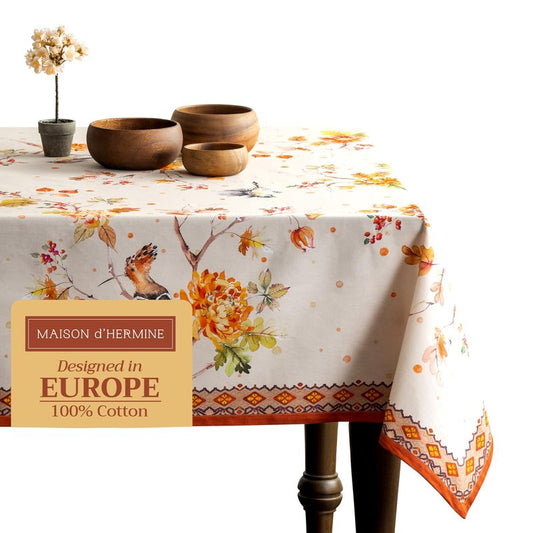 Maison d' Hermine Table Cloth Rectangle Table 100% Cotton 60 x 108 Inches Fall Tablecloth Reusable Everyday Use for Thanksgiving Christmas Decorations Dining Farmhouse Party (Kelim - Prairie)