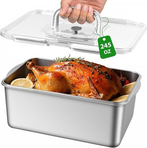 Freshmage Extra Large 7000 ML 304 Stainless Steel Food Storage Container - BPA-Free, Oven Safe with Lid & Handle