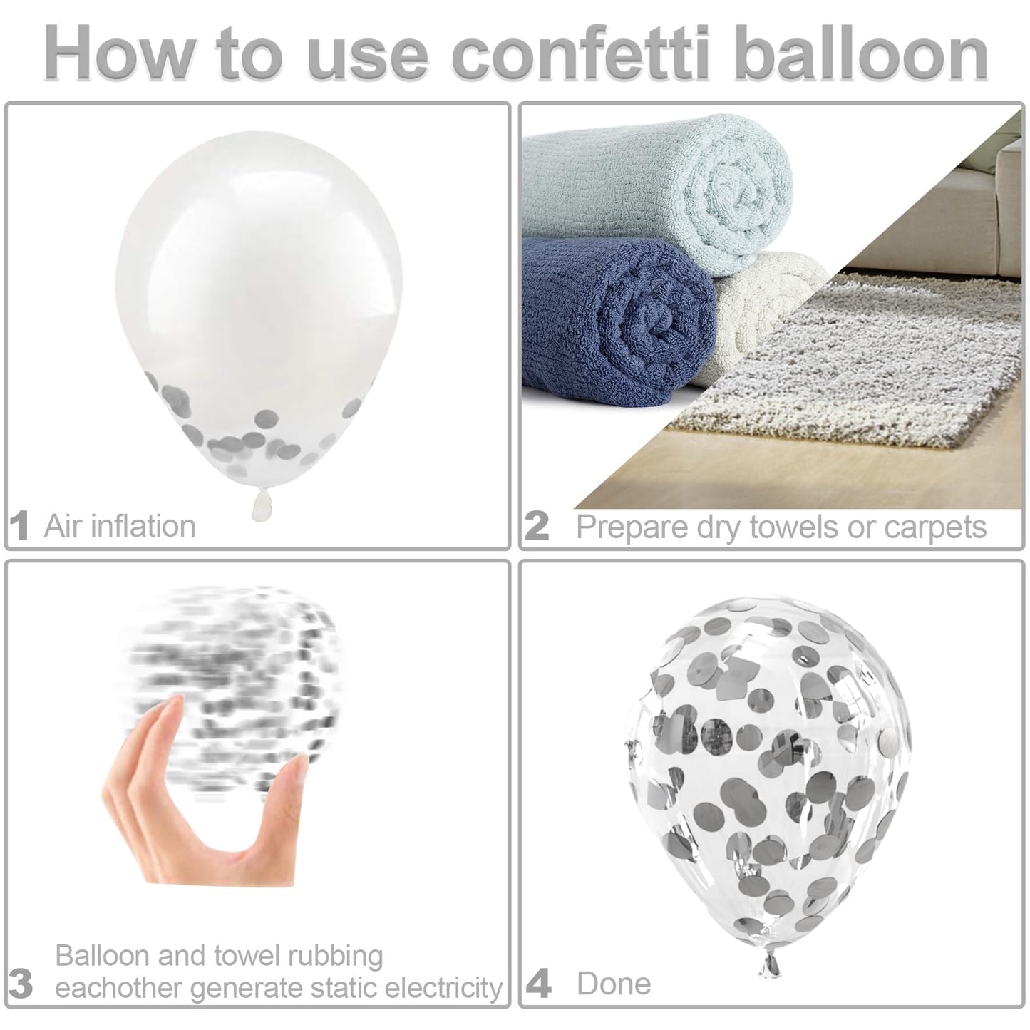 Bezente Silver Confetti Latex Party Balloons - 60 Pack 12 inch Helium Silver Confetti Glitter Balloons for Wedding Graduation Bridal Shower Birthday Engagement Party Decorations
