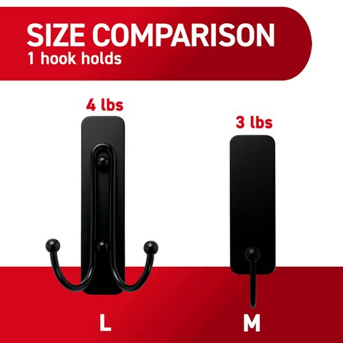 Command Medium Matte Black Wall Hook, 2 Coat Hooks and 4 Strips, Damage-Free Hanging with Adhesive, No Tools Great for Hanging Home Decor, Holds up to 3 lb