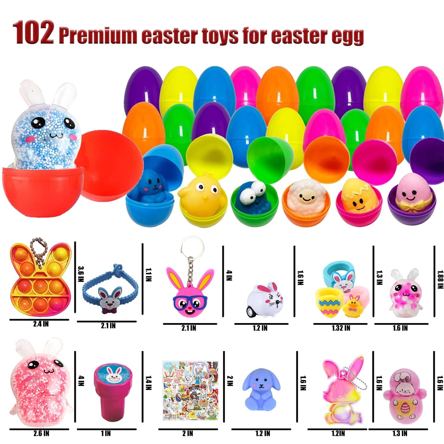 Suxkbo Premium Easter Party Favors Assortment Toys for Kids,Basket Stuffers, Kids Eggs Fillers Gifts, Easter Eggs Hunt, Pinata Filler Goodie Bags Stuffers Classroom Prizes Treasure Box Toys