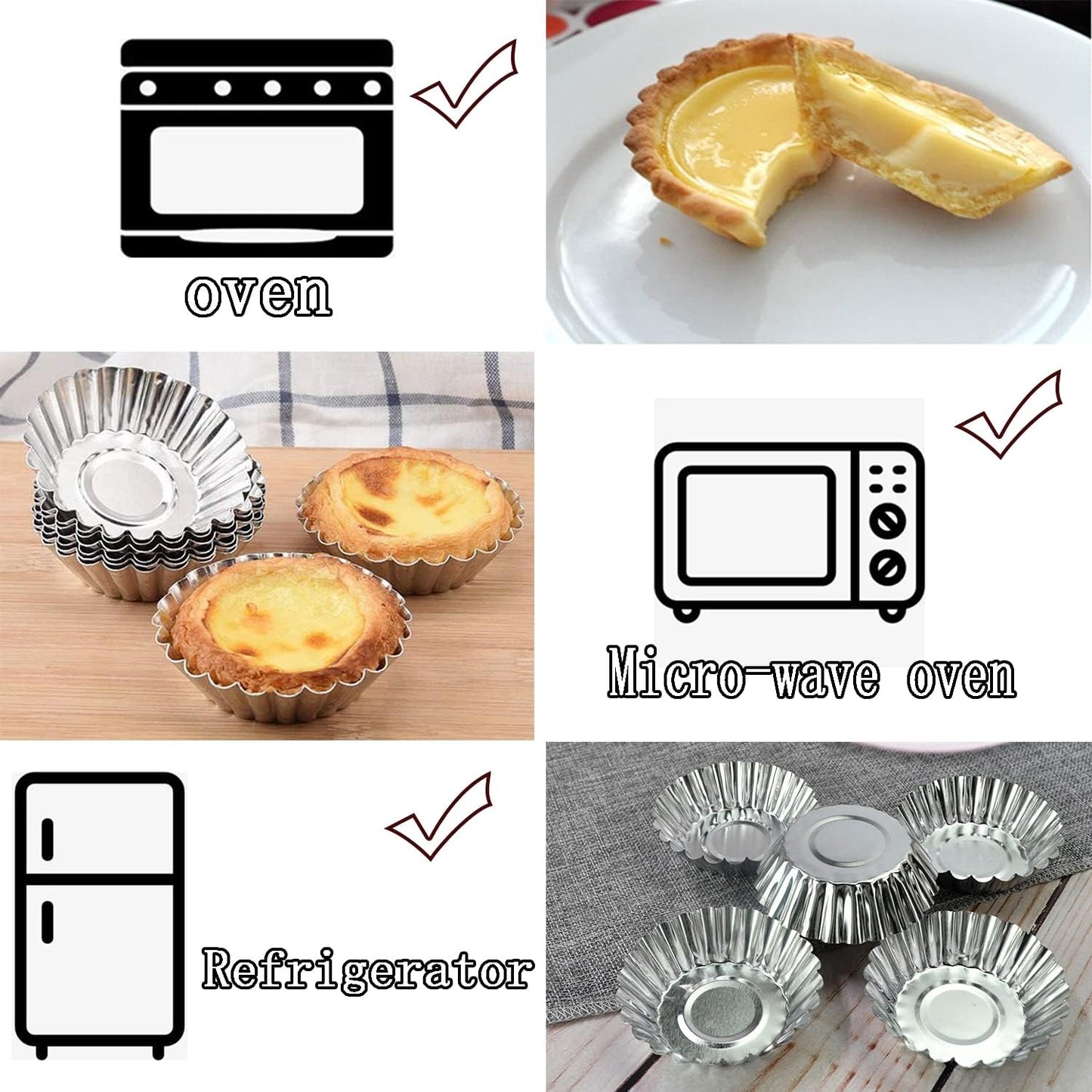 Skiennix Egg Tart Molds - 32-Pack Mini Tart Pans for Baking - 2.75 Inch Aluminum Tins