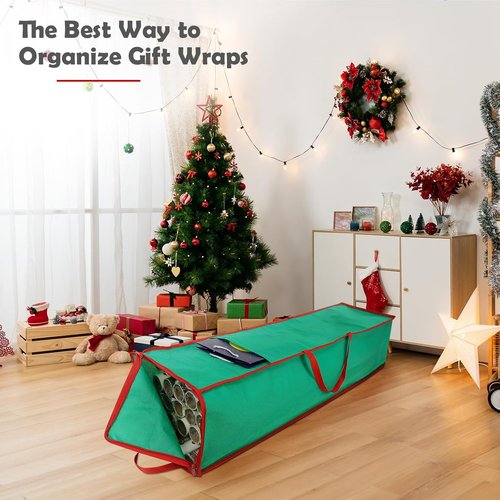 Gift Wrapping Organizer by Skiennix - 41 Inch Storage Bag for Up to 25 Rolls | Green