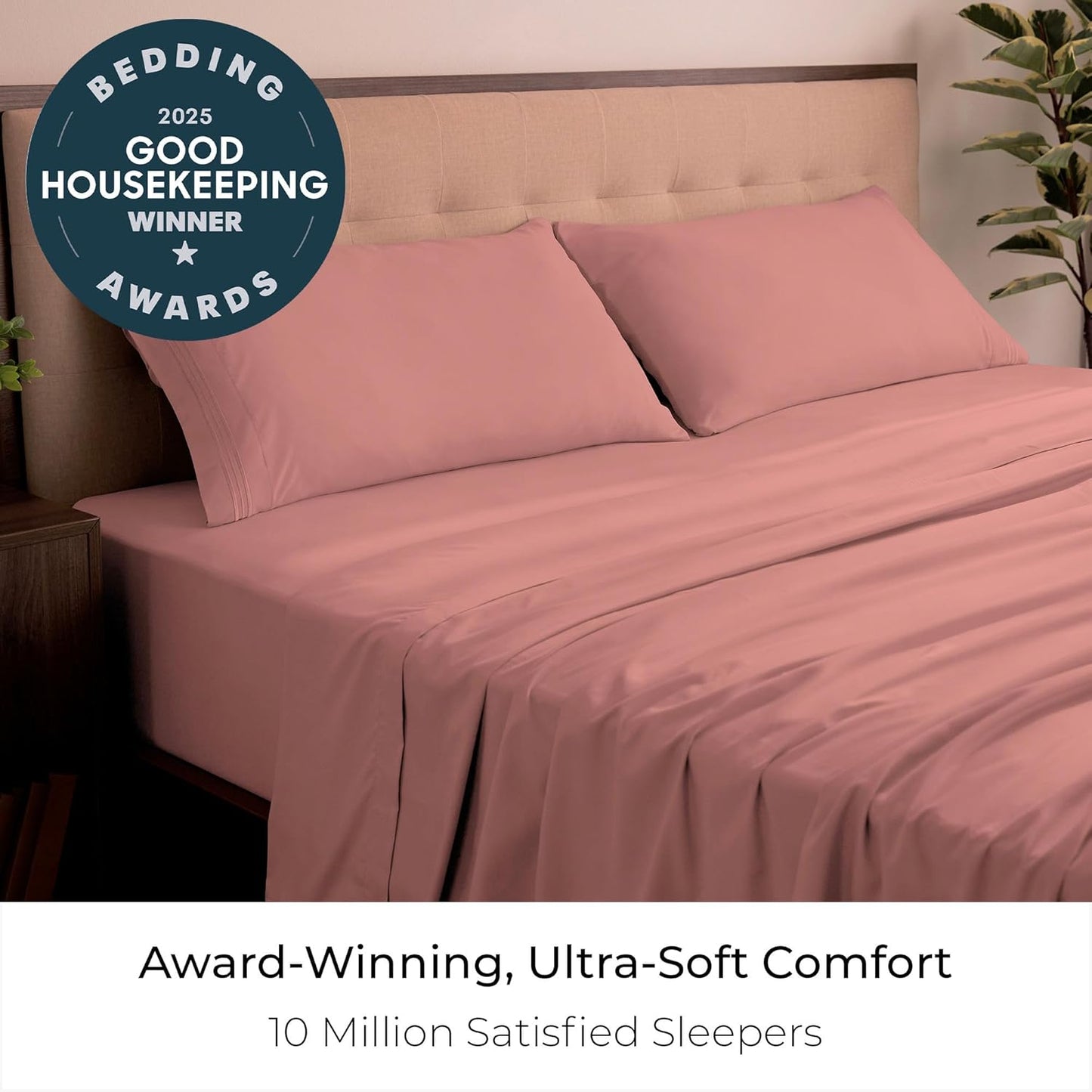 Mellanni California King Sheets Set - 4 PC Hotel Luxury Bedding | Extra Soft, Cooling, Wrinkle-Resistant (Coral)