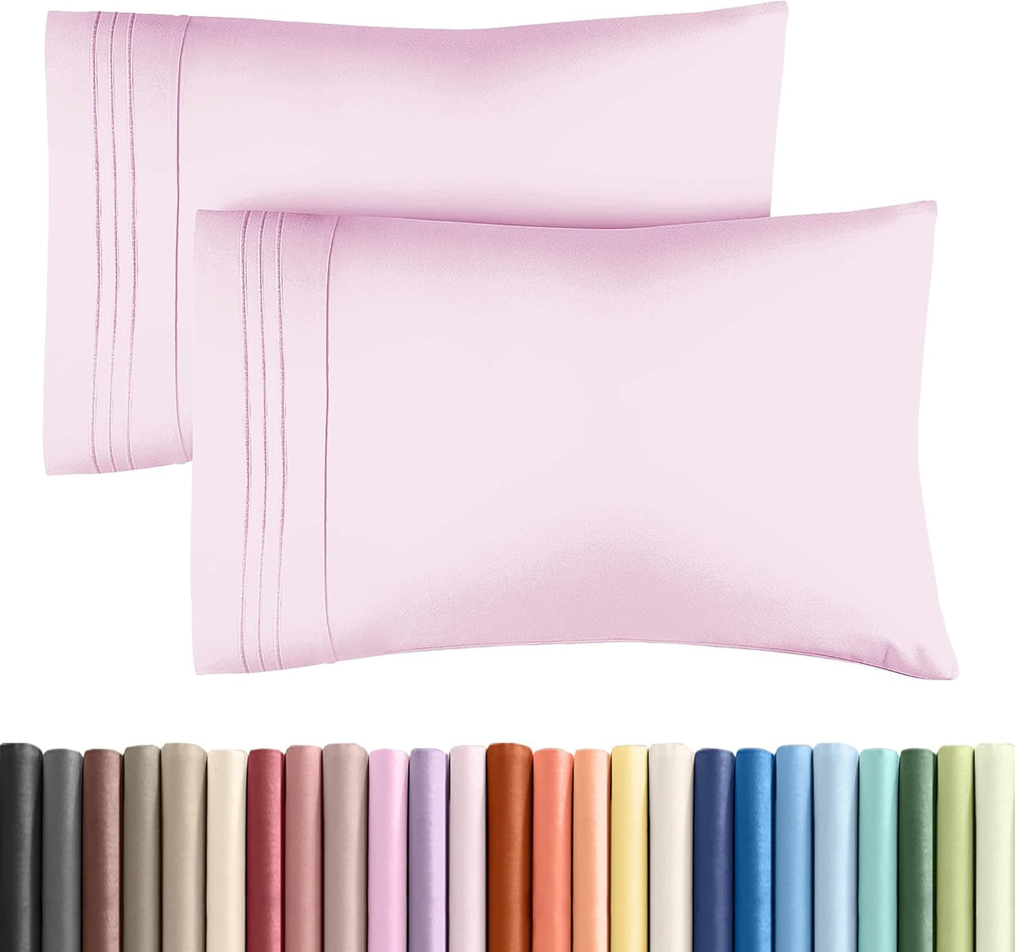 King Pillow Cases by LuxeHome - Ultra Soft Hotel Quality Covers | Comfy, Cooling & Wrinkle-Free - 2 Piece Set in Pink