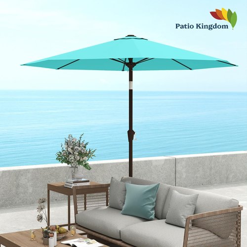 9FT Patio Umbrella - UV Resistant Waterproof Canopy with Crank & Tilt | Aqua Blue