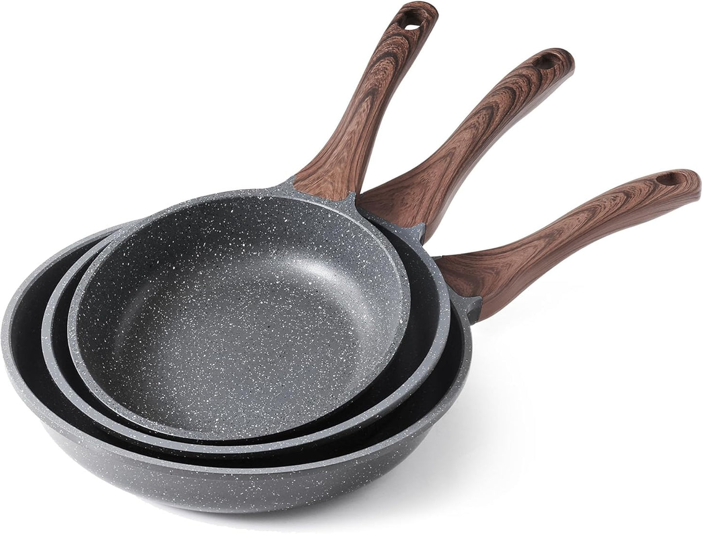 SENSARTE Nonstick Frying Pan Set - Swiss Granite Coating for Healthy Cooking | 8, 9.5 & 11 Inch Sizes