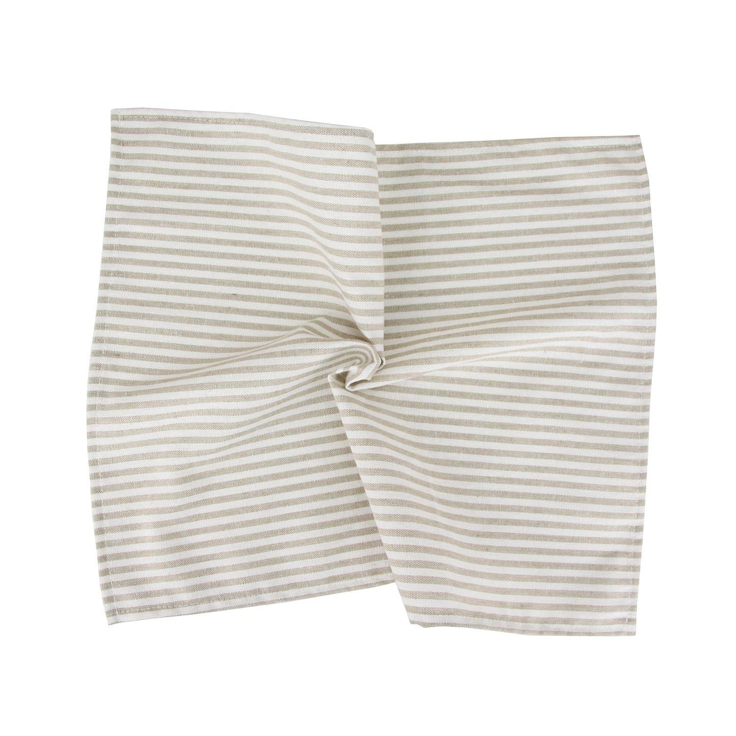 INFEI Plain Striped Cotton Linen Blended Dinner Cloth Napkins - Set of 12 (40 x 30 cm) - for Events & Home Use (Beige)