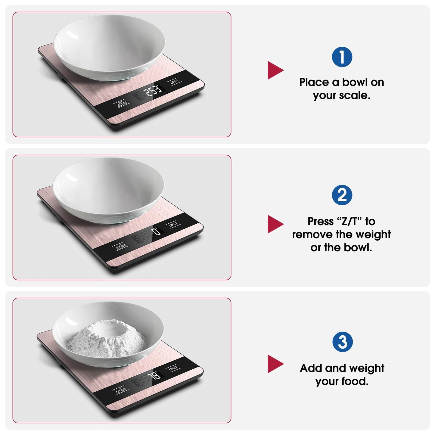Mik-Nana Food Scale, 11lb Digital Kitchen Scale with LCD Display 6 Units Tare Function, Stainless Steel Weight Grams and Ounces for Baking, Cooking and Meal Prep (Batteries Included)