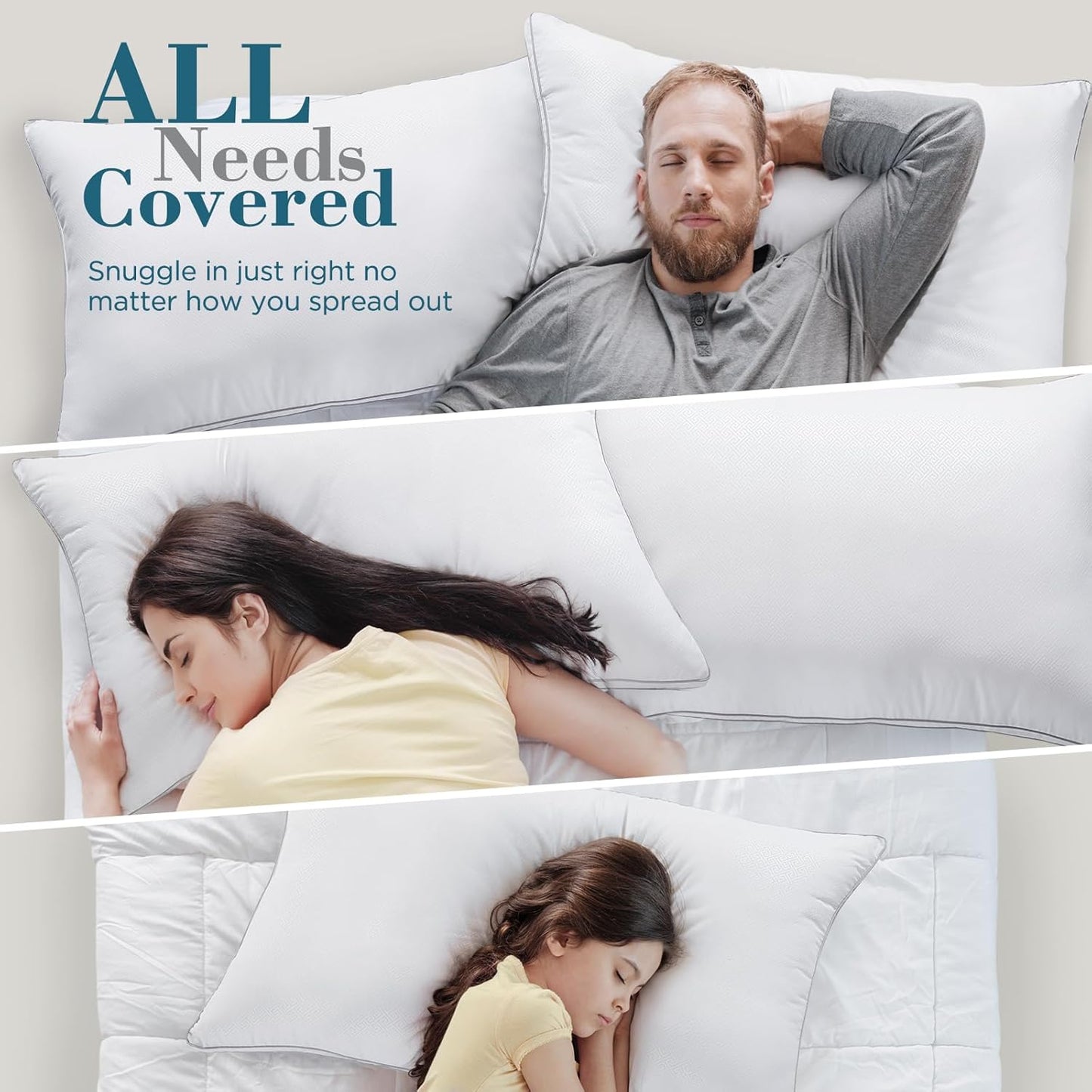 Viewstar Queen Size Pillows - Set of 2 Hotel Quality Down Alternative for All Sleep Positions | White