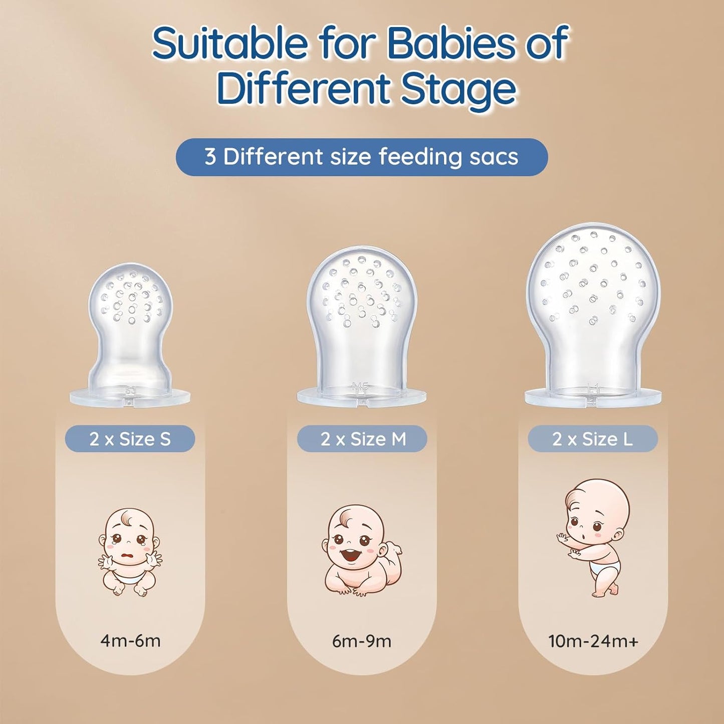 Skiennix Silicone Baby Fruit Feeder - Teething Relief & Fresh Food Storage | 2 Pack with Mini Freezer Tray