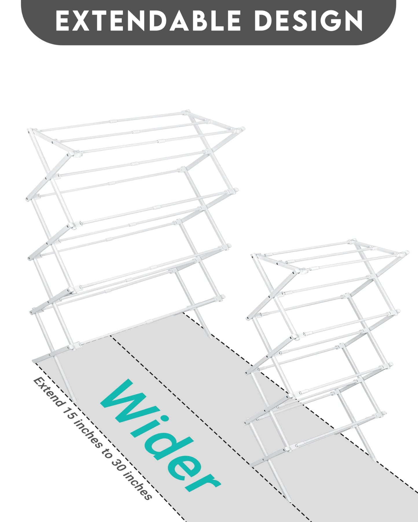 ZOES HOMEWARE 4-Tier Clothes Drying Rack, 4ft High Foldable Drying Rack Clothing for Indoor & Outdoor, Portable Collapsible Laundry Dryer for Laundry Room and Apartment, White 29" L x 49" H x 11.5" W