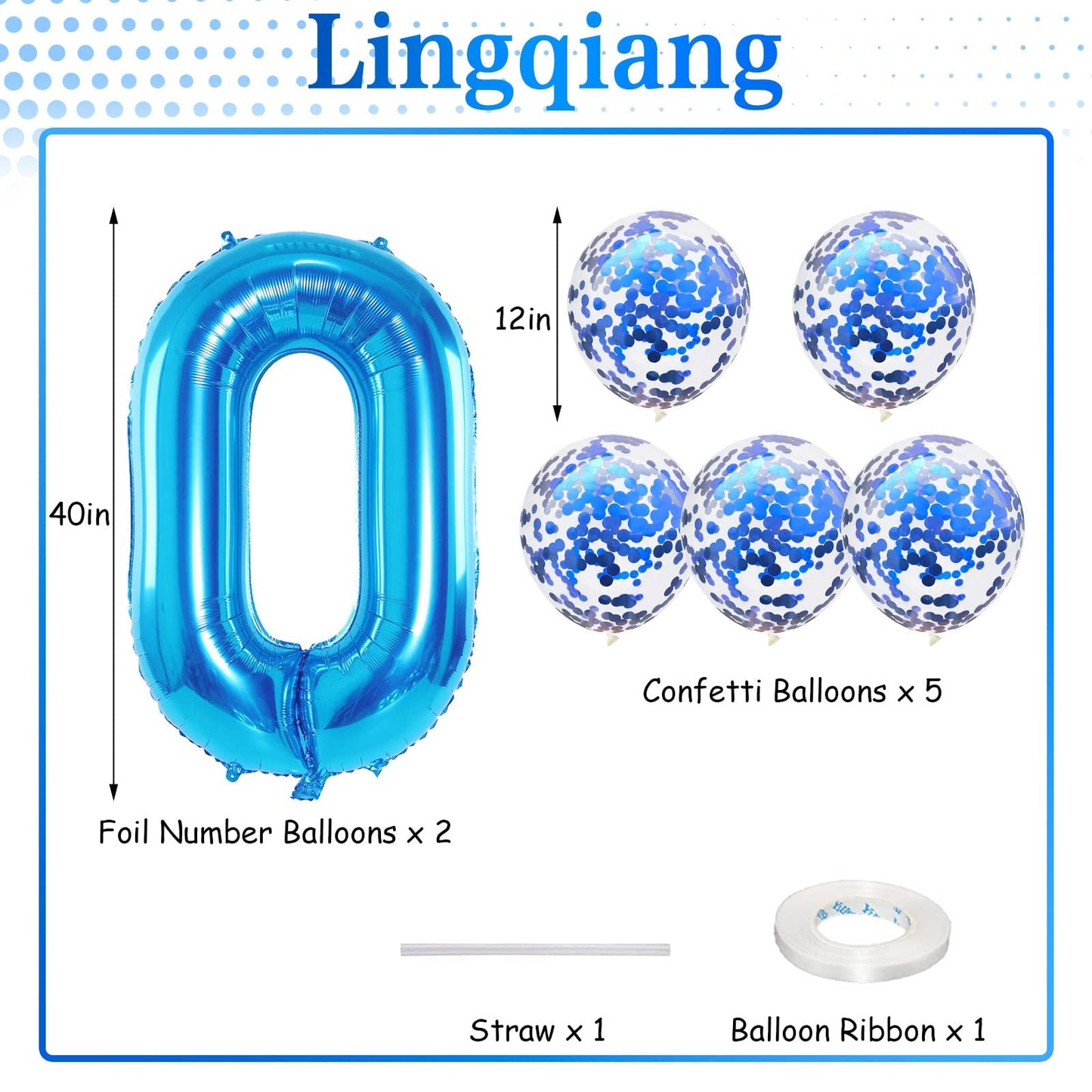 40 Inch Number 30 Foil Balloons, Large Blue 30th Birthday Digital Balloons with Blue Confetti Helium Balloons, Number 0 and 3 Helium Balloons Self Inflating for Men Women Anniversary Party Decorations