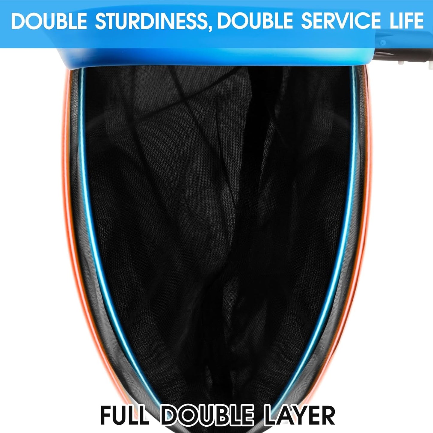 TidyMister Full Double Layer Pool Net Rake - Heavy Duty Self-Repair & Fine Mesh, 17.5'' for All Pools