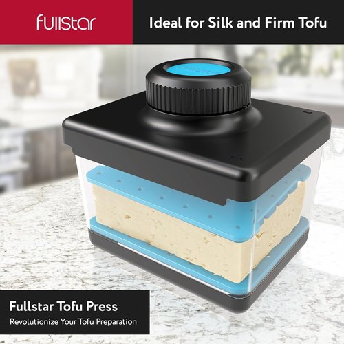 Fullstar 2-in-1 Tofu Press & Cutter - Dishwasher Safe, BPA-Free, Perfect for Firm & Silken Tofu (Blue)