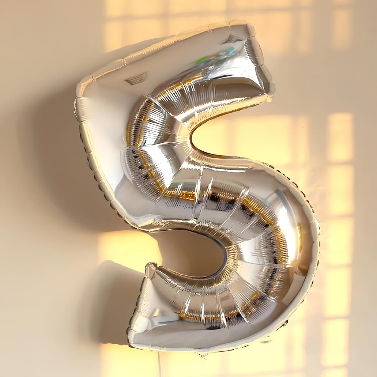 Silver Foil Balloon Number 8 - 40'' Giant Self-Inflating Helium Balloon for 8th Birthday & Anniversary Celebrations