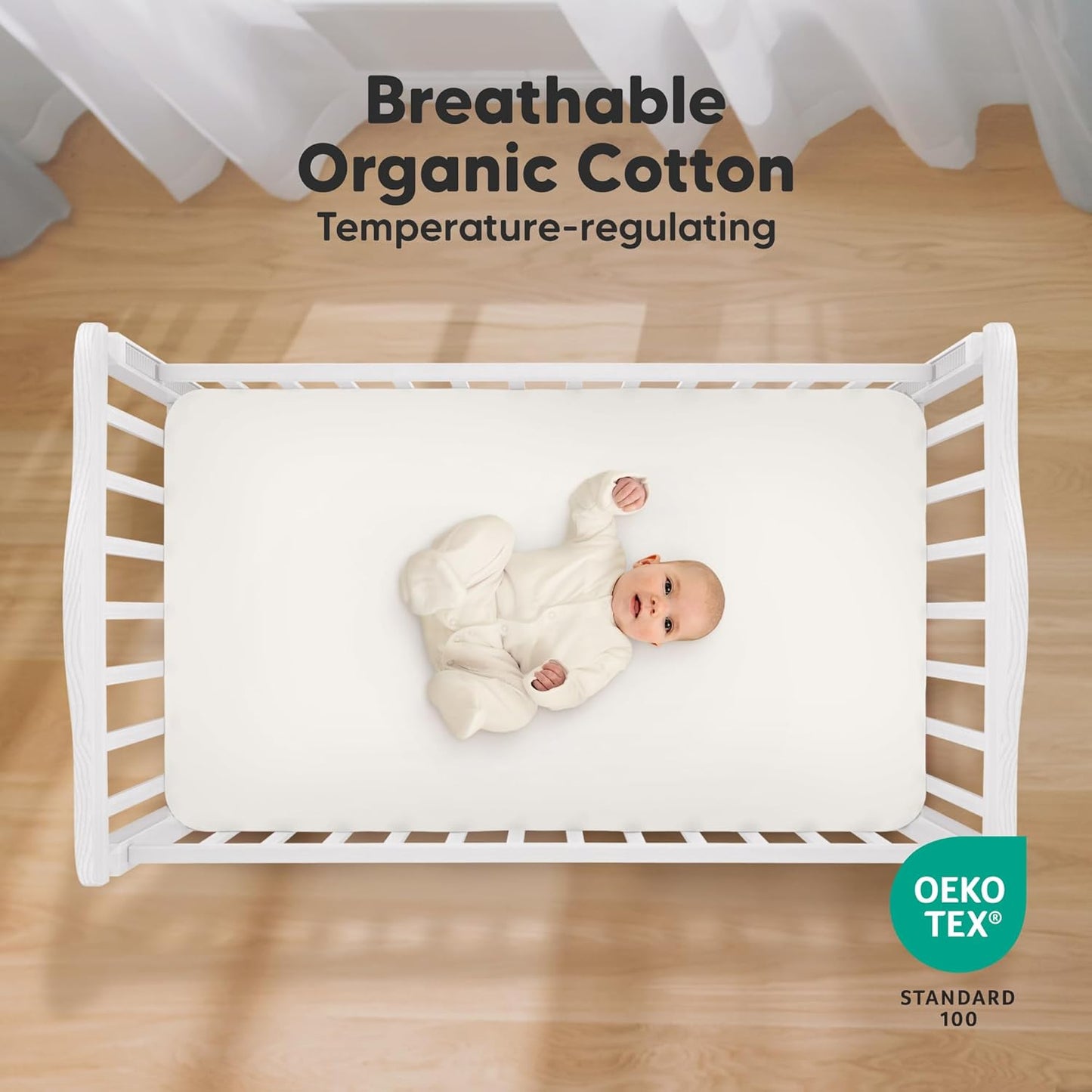 KeaBabies Organic Crib Sheets - 2-Pack Fitted Jersey Cotton for Boys & Girls | Soft & Breathable (Meadow, 52x28)