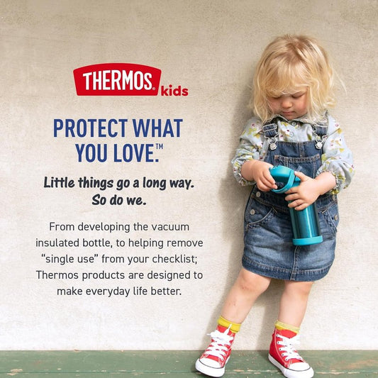 THERMOS FUNTAINER Water Bottle with Straw - 12 Ounce - Kids Stainless Steel Vacuum Insulated Water Bottle with Lid, Mandalorian The Child