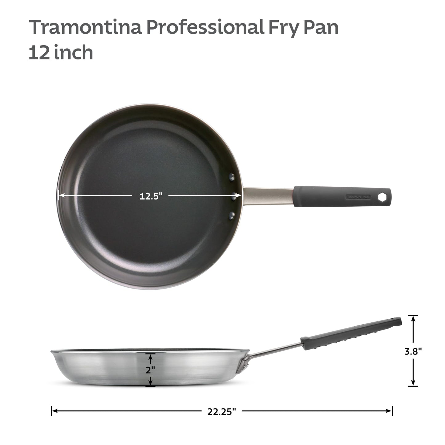 Tramontina Professional 10-Inch Non Stick Frying Pan, Heavy-Gauge Aluminum Skillet with Reinforced Nonstick Coating, Gray Handle, Dishwasher and Oven Safe