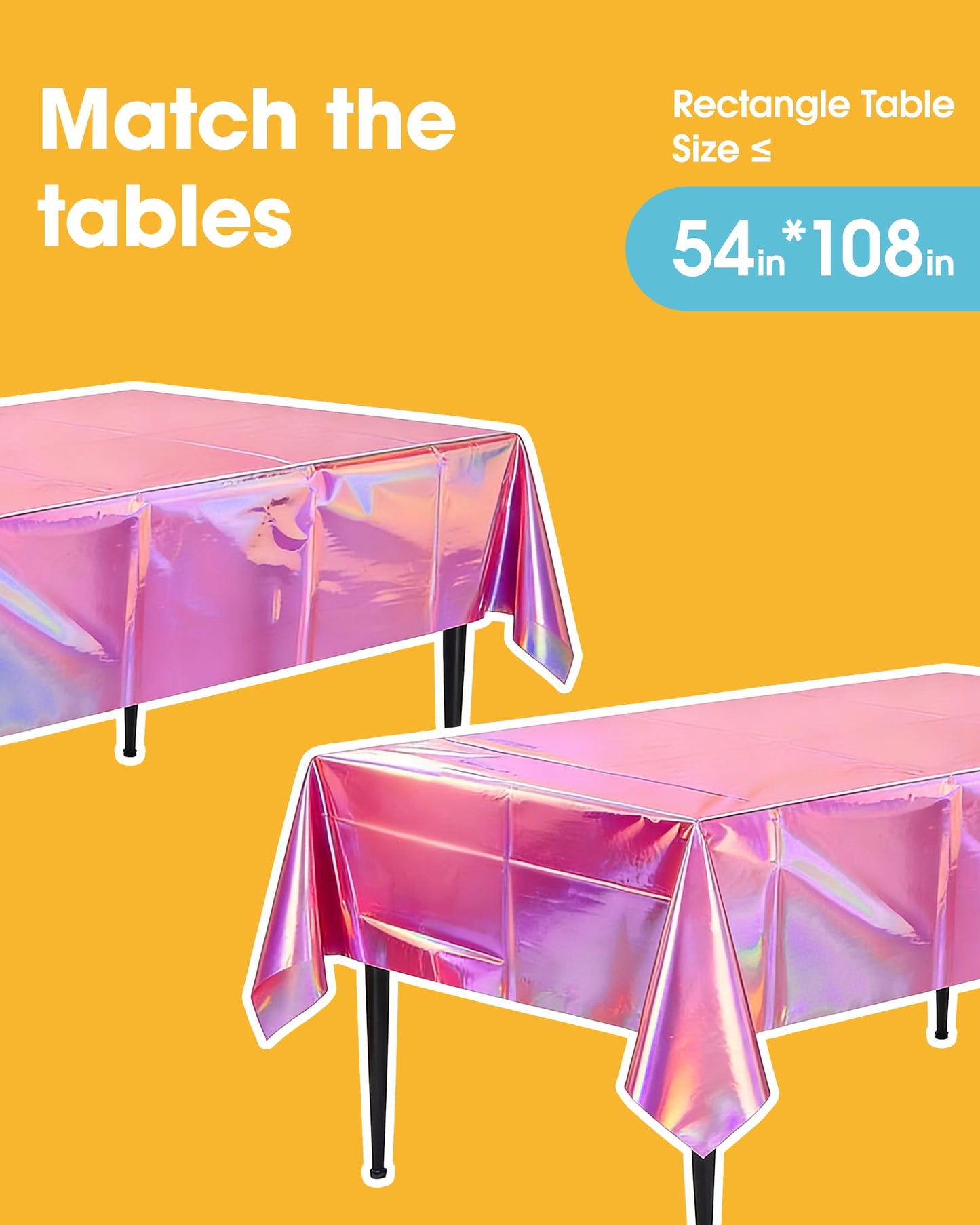 Niuara Iridescent Pink Plastic Table Cloth - 4 Pack 54" × 108" Rectangle Disposable Tablecloths for 6FT Tables, Table Cover for Party, Holiday & Gathering Use