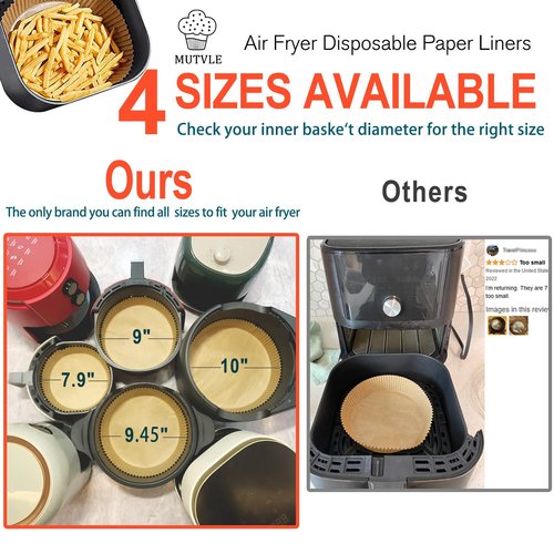 10 Inch Air Fryer Disposable Paper Liner Round, [ XXL Size] 100Pcs Parchment Paper Liners for 7QT Air Fryer, Non-stick, Food Grade Baking