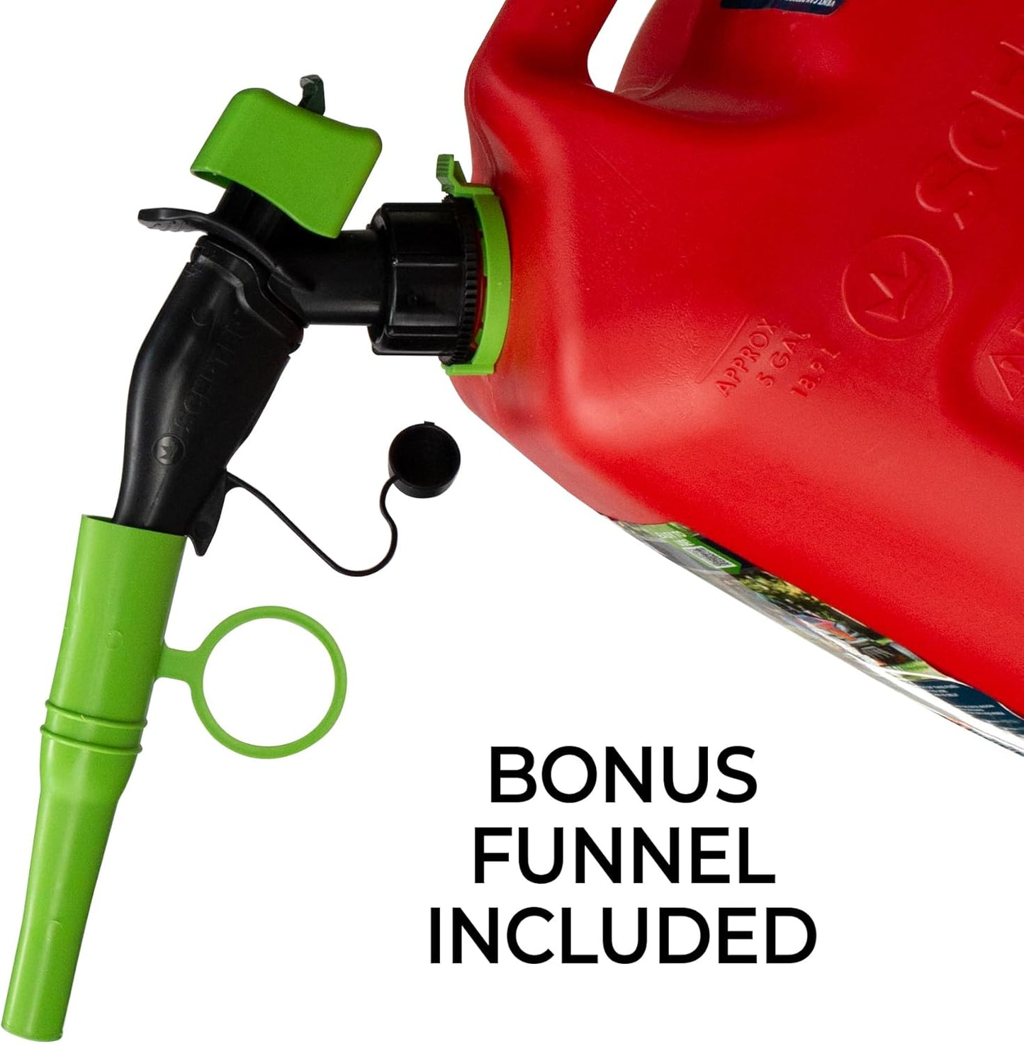 Scepter 5 Gallon Fuel Container - Spill Proof Spout & Bonus Extender | Red Gas Can with Rear Handle