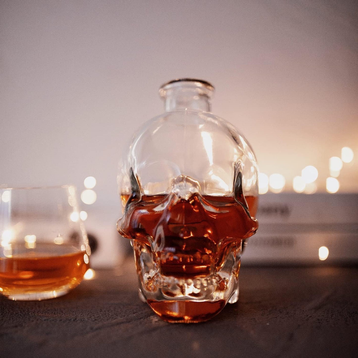 Skiennix Skull Decanter - Lead-Free Glass with Cork Stopper | Unique Halloween Decor for Whiskey & Wine (750ML)