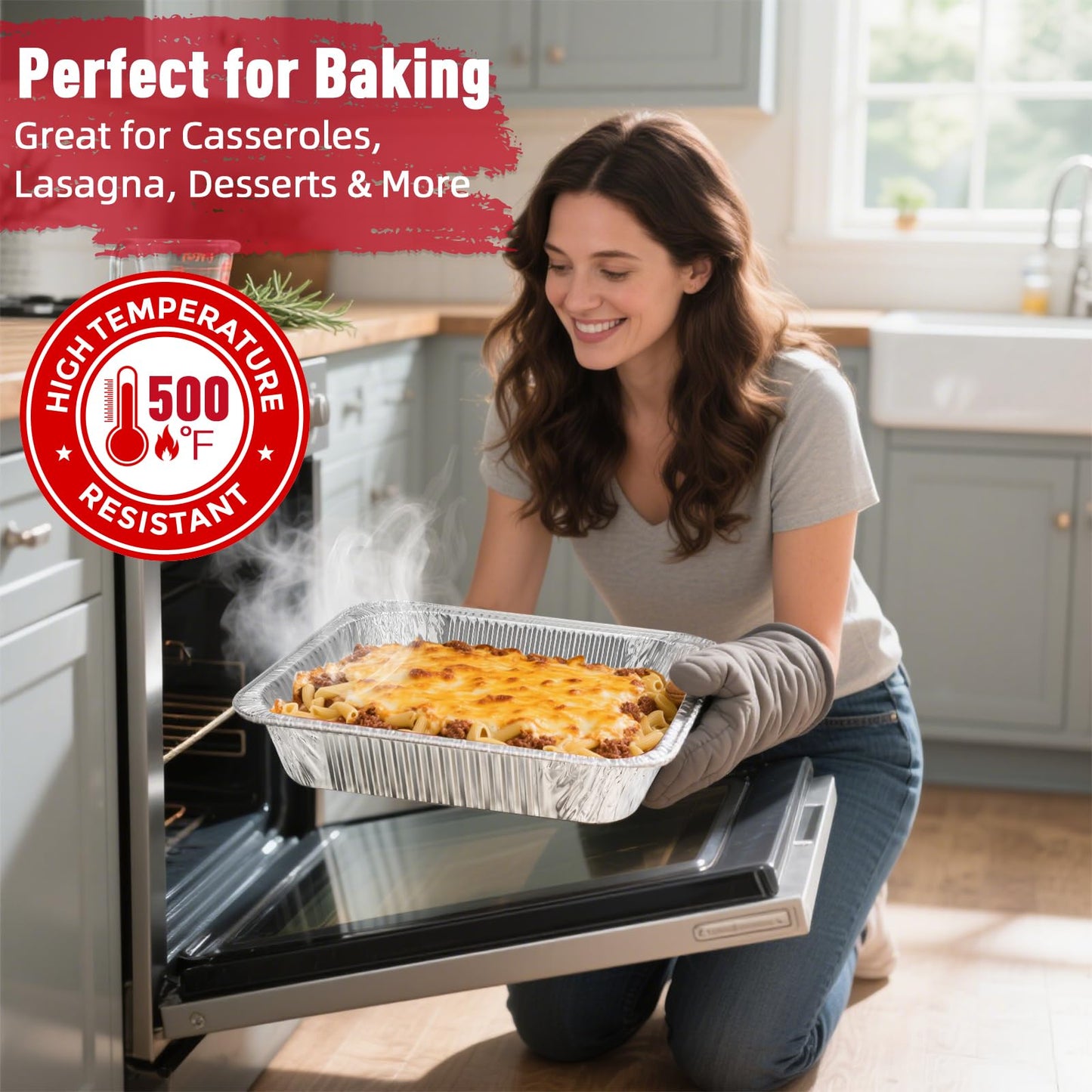 Aluminum Pans Half Size(30 Pack), 9x13, Heavy Duty Disposable Foil Pans for Baking, Roasting, Cooking, Heating, Storing, Deep Tin Foil Bakeware for Oven, Steam Table Tray, Cookware, Food Prepping