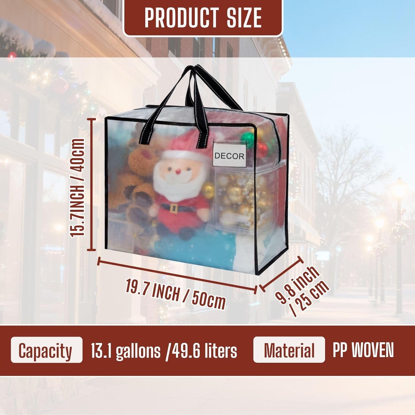 VENO Heavy Duty Moving Bags - 4 Pack Clear Storage Totes for Camping, Clothes & Bedding (13 Gallon)