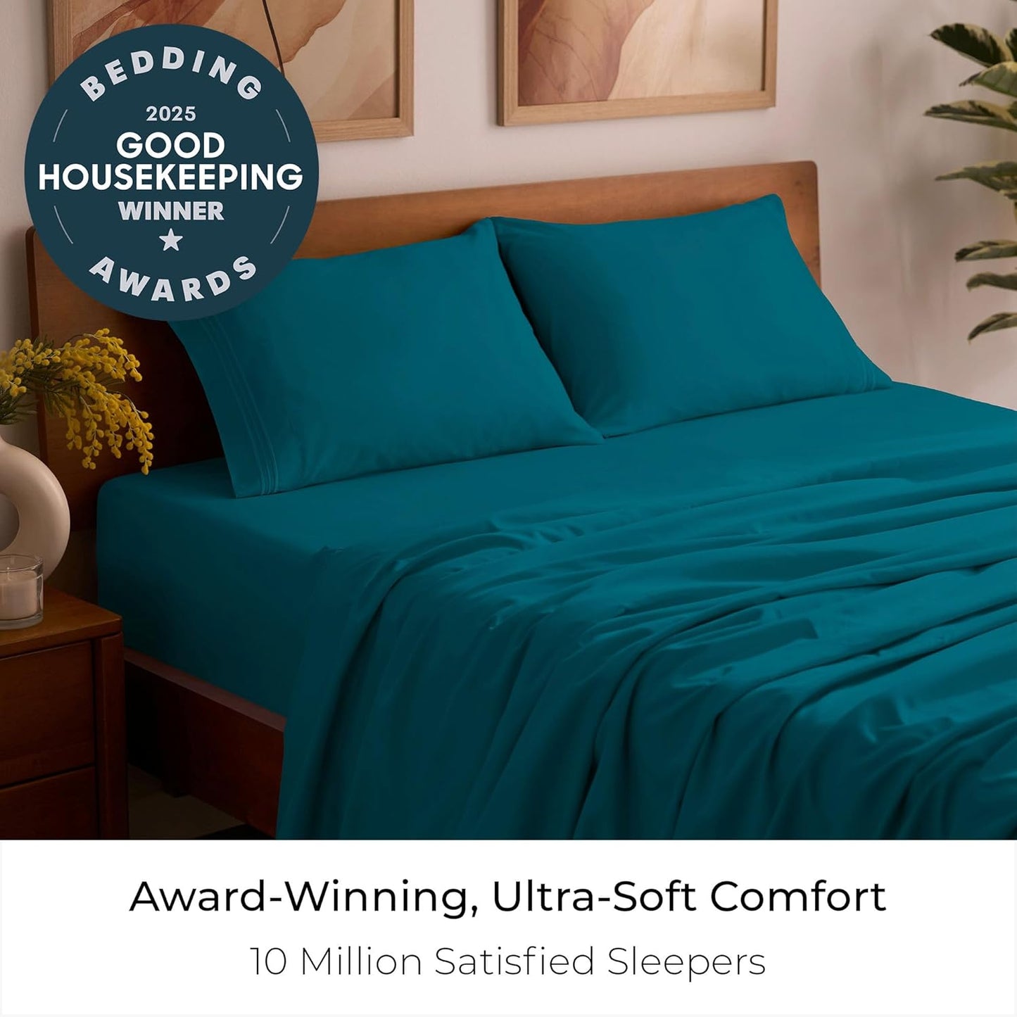 Mellanni Queen Sheets Set - 4 PC Hotel Luxury Bedding | Extra Soft, Cooling, Wrinkle-Resistant (Teal)