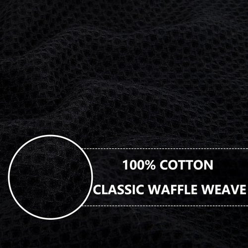 Homaxy Kitchen Dish Towels - 100% Cotton Waffle Weave, Ultra Soft & Absorbent, 13x28 Inches, 18-Pack, Black