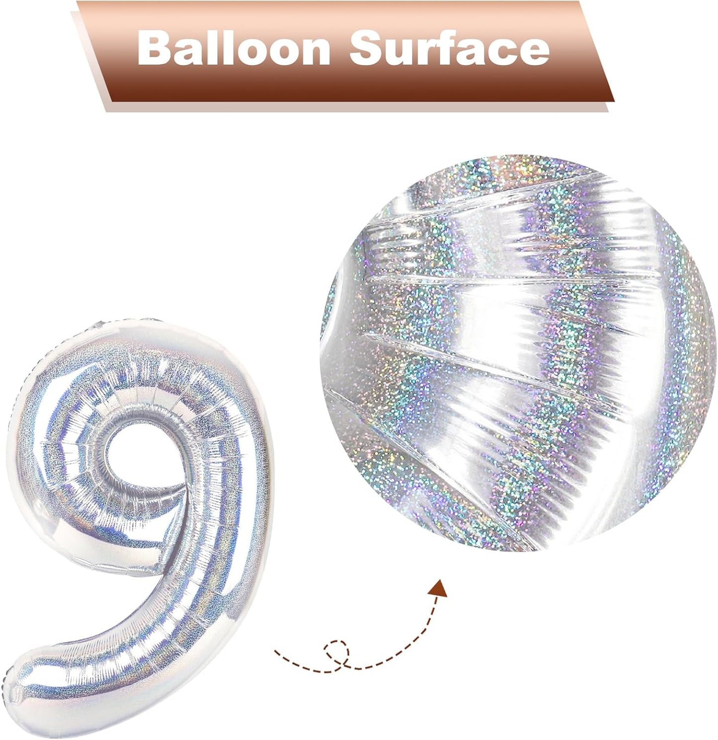 Laser Silver Number 2 Balloon - 40 Inch Birthday Decoration for Second Birthday Party