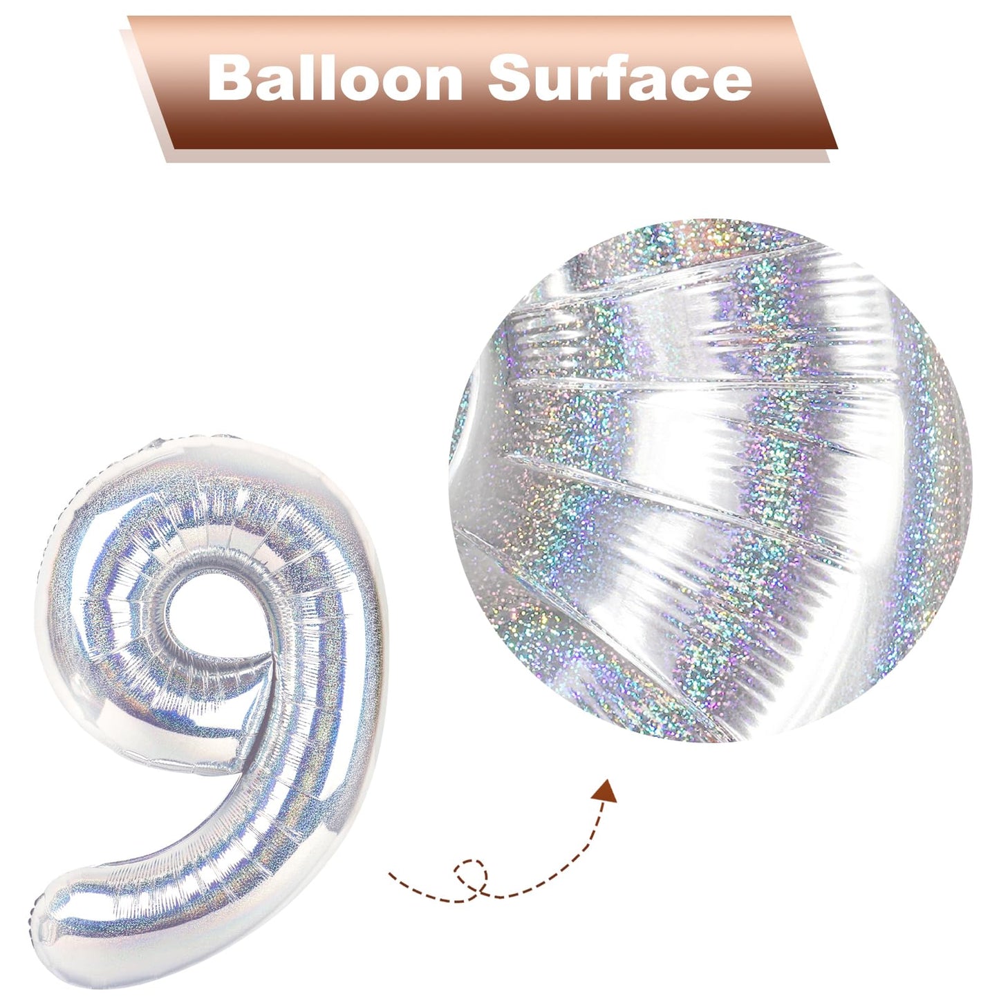 Laser Silver 2 Balloon, Number Balloons 40 Inch, 2nd Balloon Number Birthday Decorations, Second Two Birthday Party Supplies, Number 2 Balloon