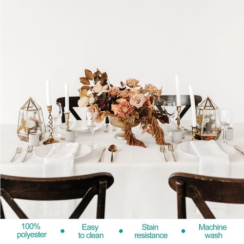 EMART 2 Pack White Table Cloth Rectangle 60 x 102 inch Tablecloth for 4-6 Foot Rectangle Tables Washable, 180 GSM Thickened Polyester Fabric Tablecloth for Party & Wedding Decorations