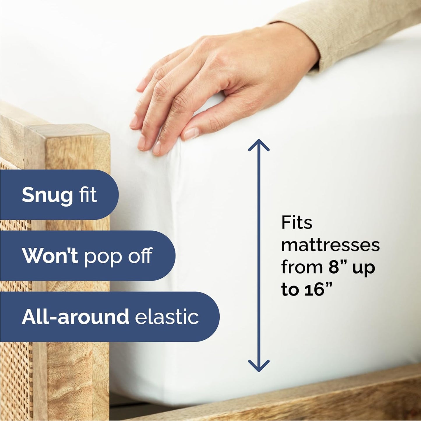 Queen 6 Piece Sheet Set - Comfy Cooling Luxury Bedding - 1 Flat, 1 Fitted Sheet & 4 Pillowcases - Wrinkle-Free White