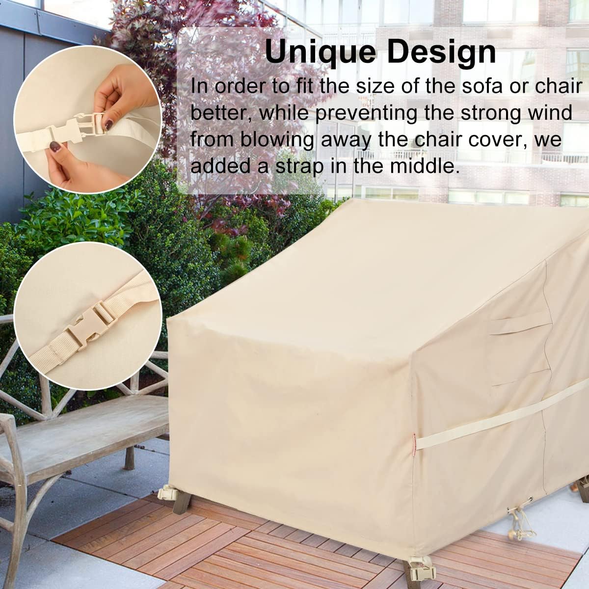 Patio Chair Cover - Skiennix 600D Heavy Duty Waterproof Outdoor Lounge Seat Covers | All-Weather Protection (2 Pack Small)