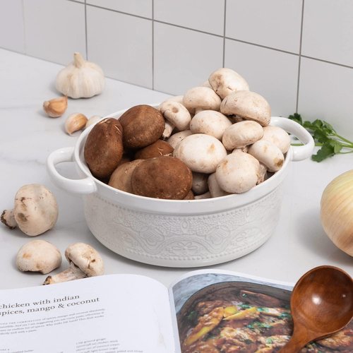 Fun Elements Casserole Dish - 2 Quart Lace Embossed Ceramic with Lid | Oven-to-Table Serving for Holidays