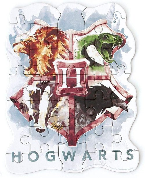 Harry Potter Mini Puzzle - 25-Piece Die-Cut Shaped Playhouse Featuring Hogwarts Houses