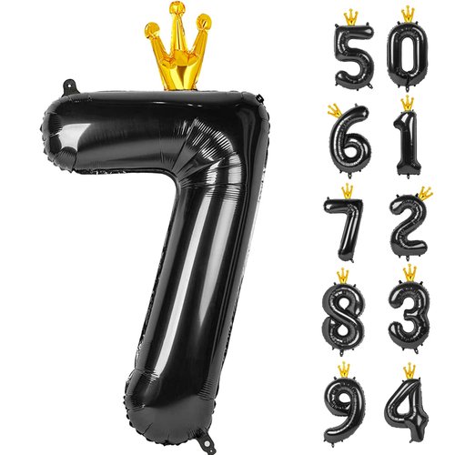 Black 7 Balloon, 40 Inch Number Balloons, Black Party Decorations, 7th Balloons Number, 17th 27th 37th 47th, Black Seven Birthday Decorations, Number 7