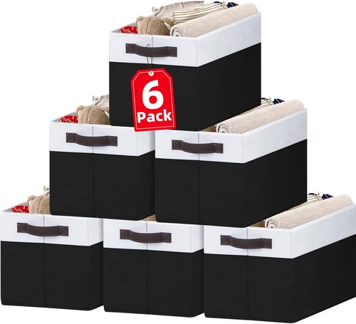 Criusia Closet Organizers - 6 Pack Storage Bins for Clothes & Bedding | Under Bed Containers (14L x 10W x 9.5H)