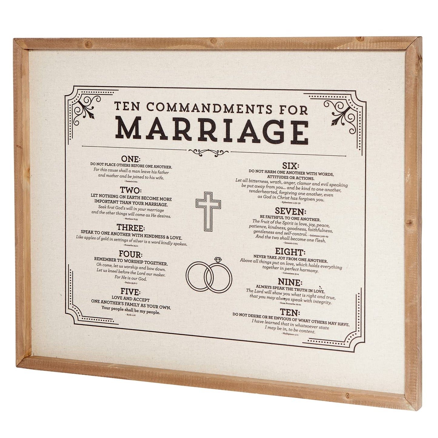 Creative Brands Faithworks - Wood Framed Linen Wall Art, 20 x 16-Inch, 10 Commandments of Marriage