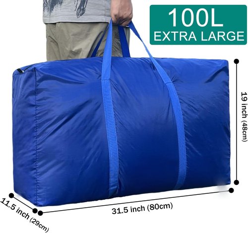 100L Extra Large Storage Bags by [Brand Name] - Durable Moving Bags with Strong Zippers & Handles | Space-Saving Blue Totes (2 Pack)