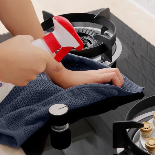 Homaxy 100% Cotton Waffle Weave Kitchen Towels, 3-Pack Ultra Soft Absorbent Dish Towels, Quick Drying Cleaning Towels, 13 x 28 Inches, Dark Grey