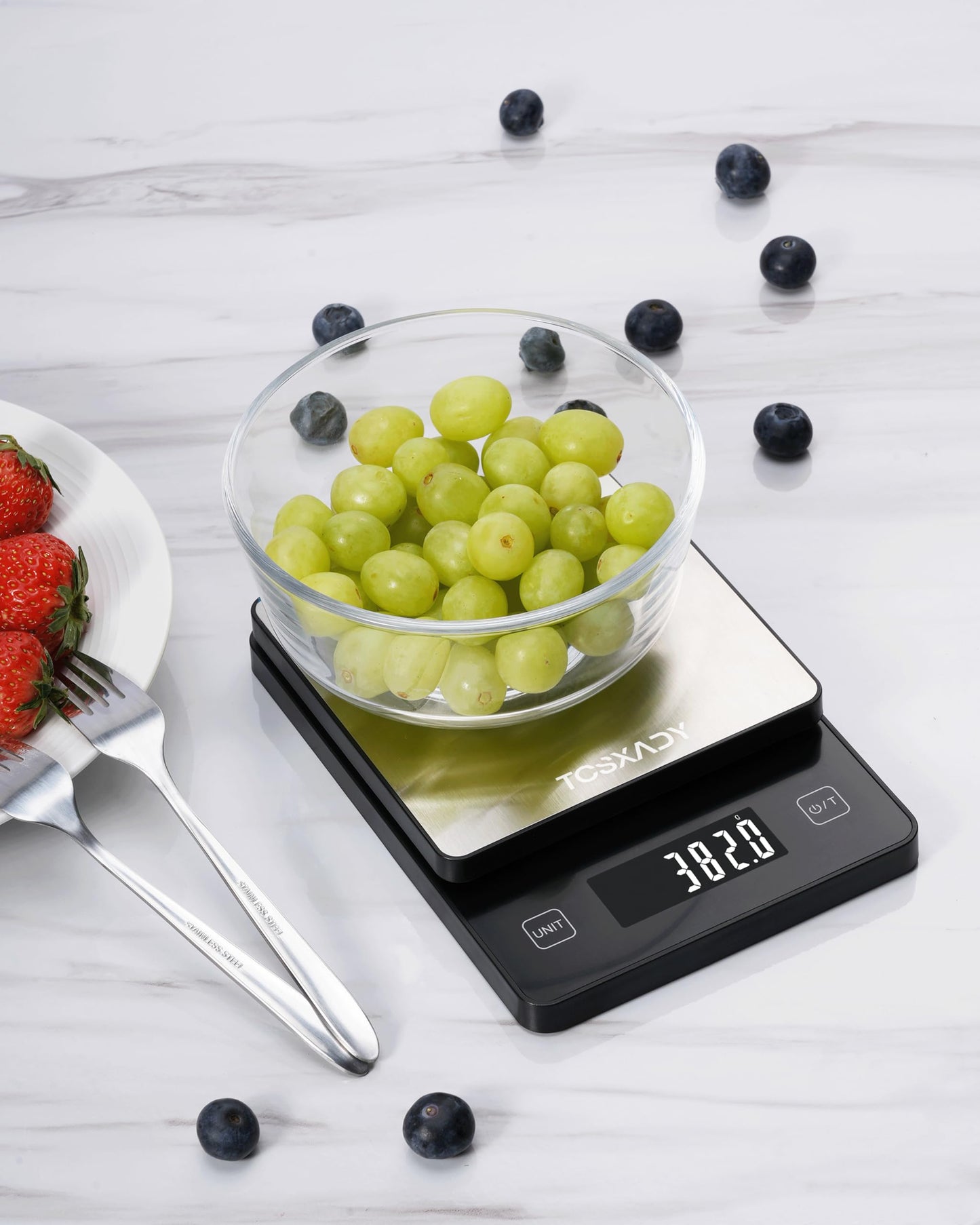 Tcsxady Food Scale 0.1g Precise Graduation,11lb Digital Kitchen Scale with 10 Units LCD Display and Tare Function, Compact Design for Baking, Healthy Cooking,Meal Prep, 304 Stainless Steel
