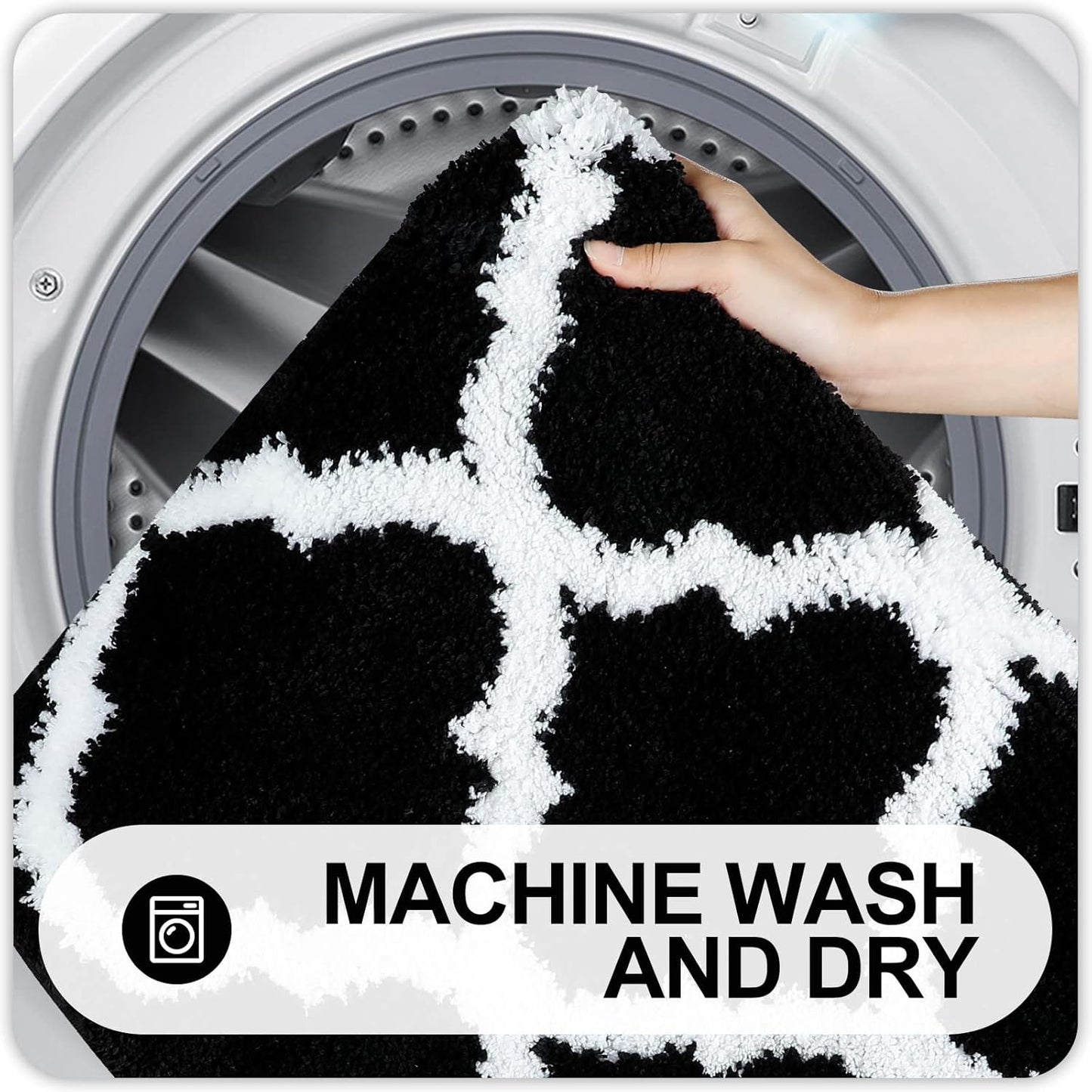 OLANLY Bathroom Rugs Set - 2-Piece Microfiber Bath Mats | Non-Slip, Absorbent, Machine Washable (Black, 30"x20" + 24"x20")