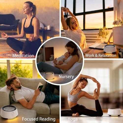 BGOVERSS White Noise Sound Machine - 20 Soothing Sounds & 10 Color Night Light | Perfect for Sleep & Relaxation